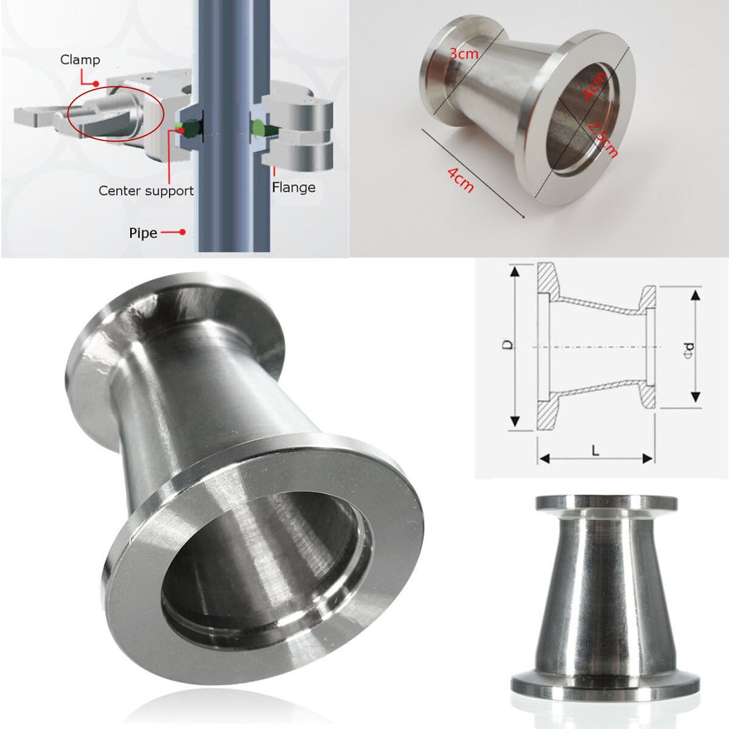 KF25 (NW25) to KF16 (NW16) Conical Reducer Union SS304 Vacuum Adapter Stainless Steel Cap Reducer