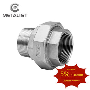 METALIST 1/2"DN15 BSP Female & DN15 Male Thread SS304 Union Pipe Fitting Connector Adapter Coupler For Water Gas Oil